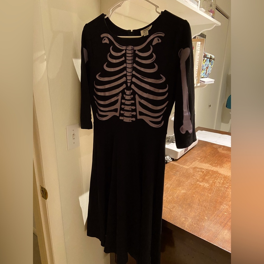 Unique Vintage Glow in the Dark Skeleton Dress - Medium